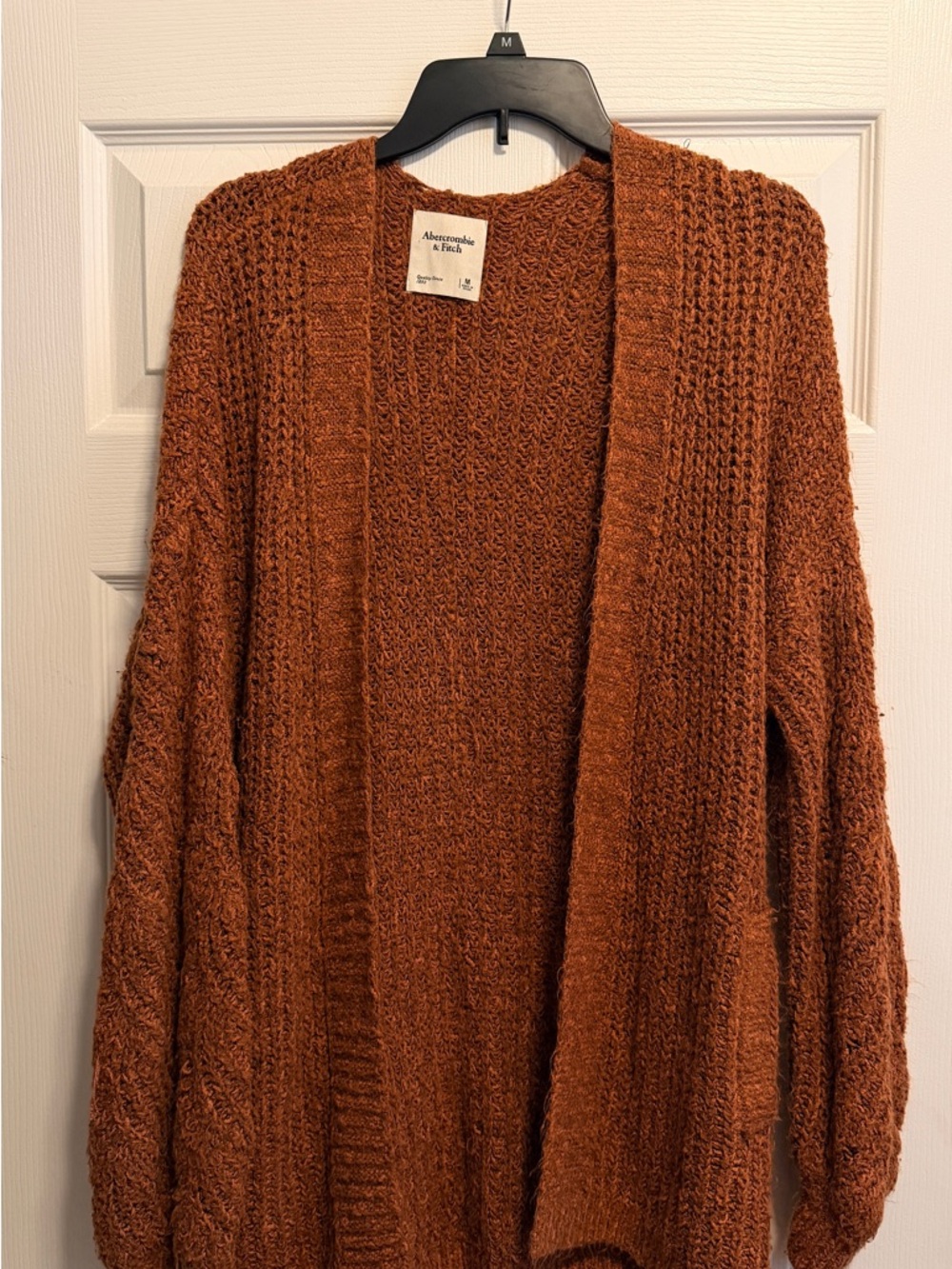 Abercrombie & Fitch Rust Open-Front Knit Cardigan